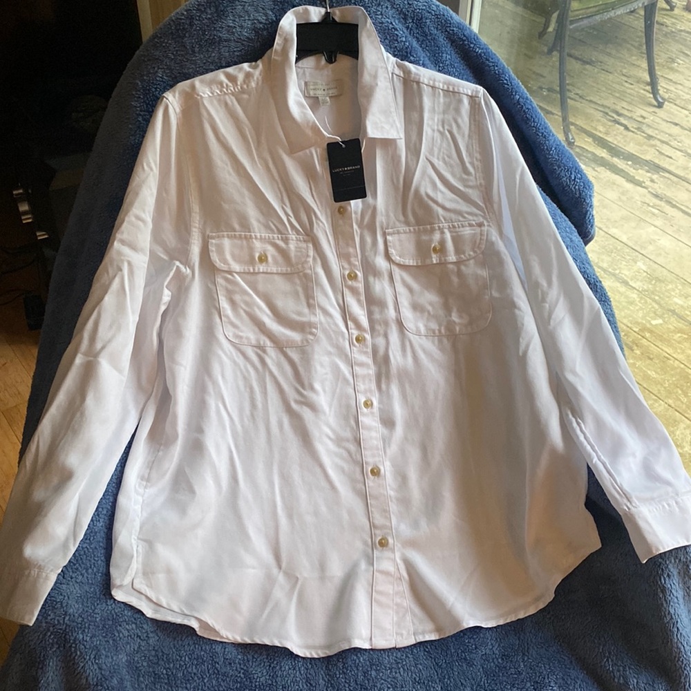 Lucky Brand Timeless White Button Down Shirt New With Tags